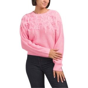 LINE & DOT Pink Florence Feather Sweater